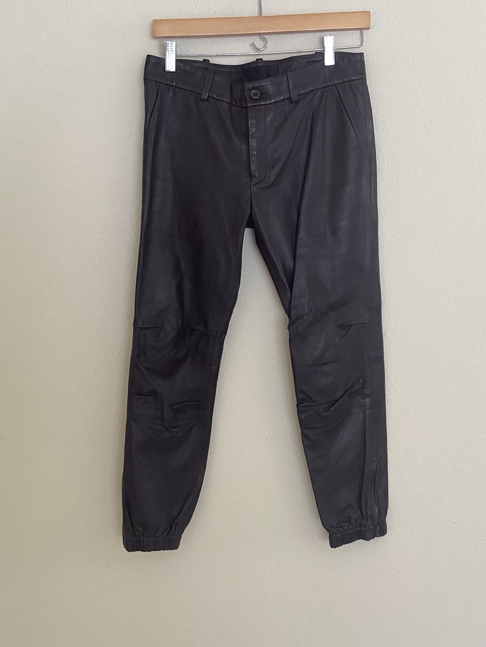 Nili Lotan  Dark Brown Leather French Military Ankle Pants SZ 2